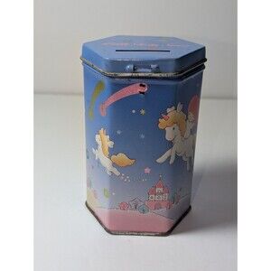 Vintage Sanrio Little Twin Stars Hexagon Metal Coin Bank Tin Japan 1980s Read